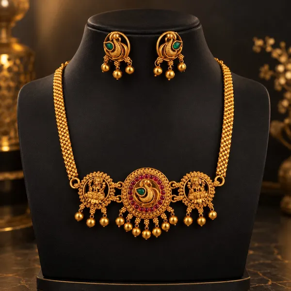 Latest_Delicate_Design_Golden_Bead_Brass_Gold_Plated_Matte_Necklace_Choker_Set_For_Women_And_Girls