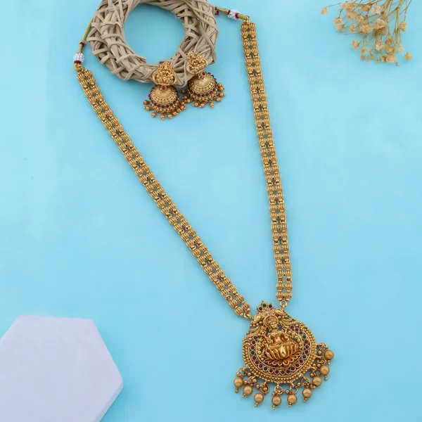 Grisha_Jewellery_Latest_Lakshmi_Design_Brass_Gold_Plated_Matt_Beads_Necklace_Long_Jewellery_Set_For_Women_And_Girls
