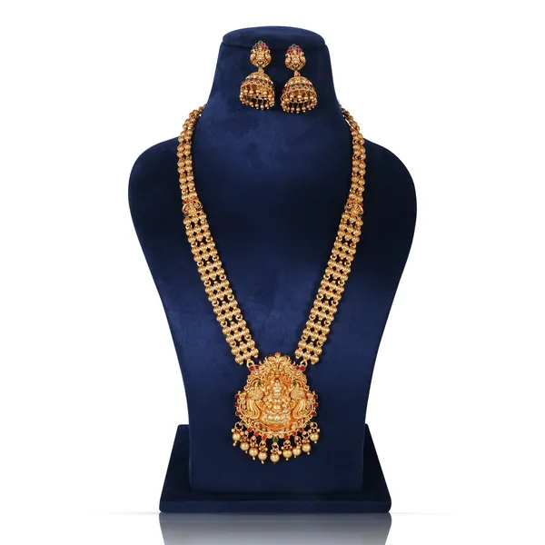 Grisha_Jewellery_Gold_Plated_Matt_Long_Haram_Necklace_Jewellery_Set_With_Earrings_For_Women