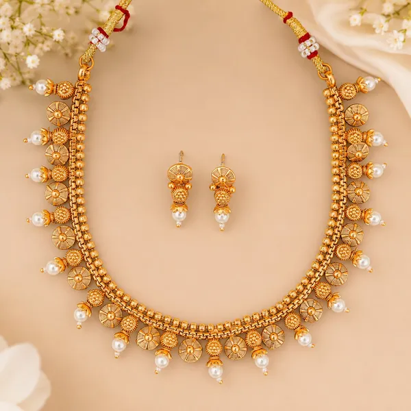 Traditional_Design_White_Pearl_Copper_Gold_Plated_Matte_Choker_Necklace_Set_For_Women_And_Girls