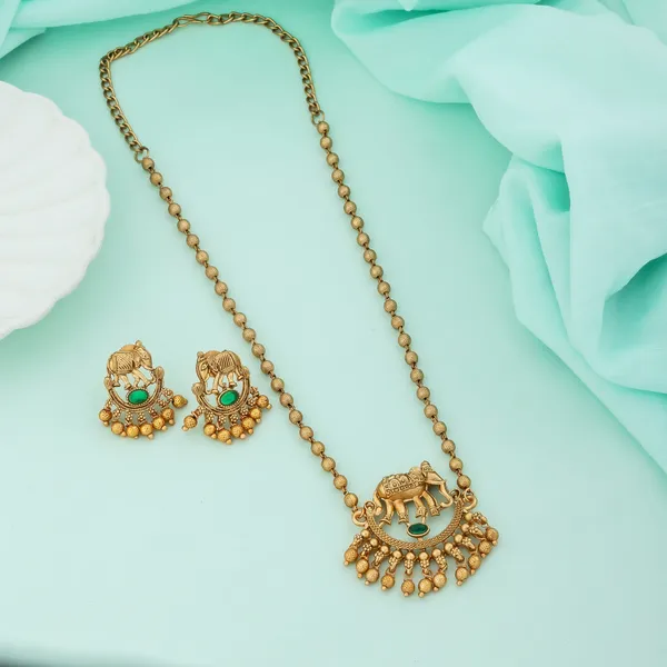 Trendy_Indian_Hathi_Design_Necklace_Jewellery_Set_With_Earrings_For_Women