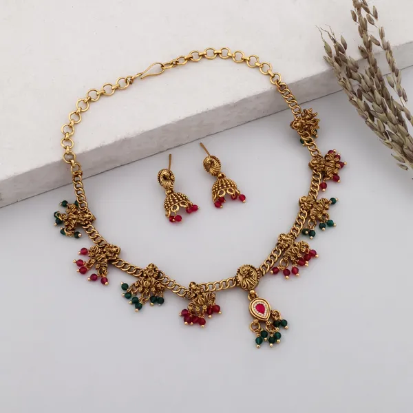 Trendy_Laxmi_Design_Gold_Plated_Long_Necklace_Set_With_Earrings_For_Women_And_Girls