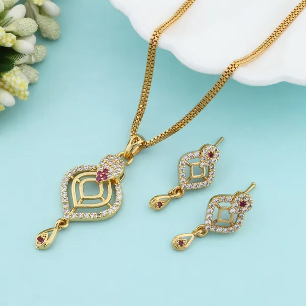 Latest_Design_AD_Diamond_Copper_Micro_Gold_Plated_Pendant_Set_For_Women_And_Girls