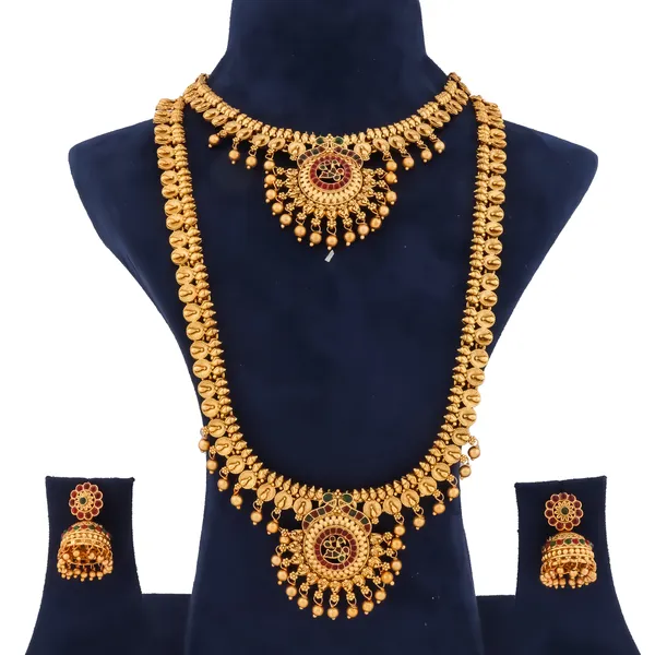 Grisha_Jewellery_Classic_Trending_Design_Matt_Bead_Brass_Gold_Plated_Matte_Long_Haram_And_Short_Necklace_Combo_Jewellery_Set_For_Women_And_Girls