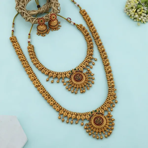 Grisha_Jewellery_Classic_Trending_Design_Matt_Bead_Brass_Gold_Plated_Matte_Long_Haram_And_Short_Necklace_Combo_Jewellery_Set_For_Women_And_Girls