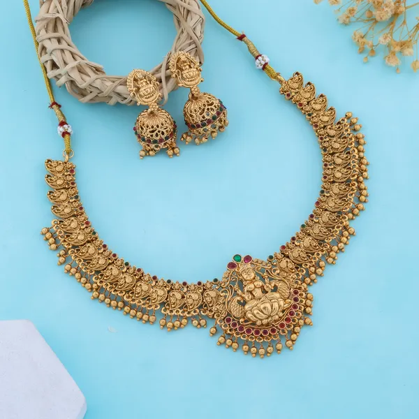 Grisha_Jewellery_Trendy_Design_Brass_Gold_Plated_Matte_Gold_Beads_Necklace_Jewelry_Set_For_Women_And_Girls