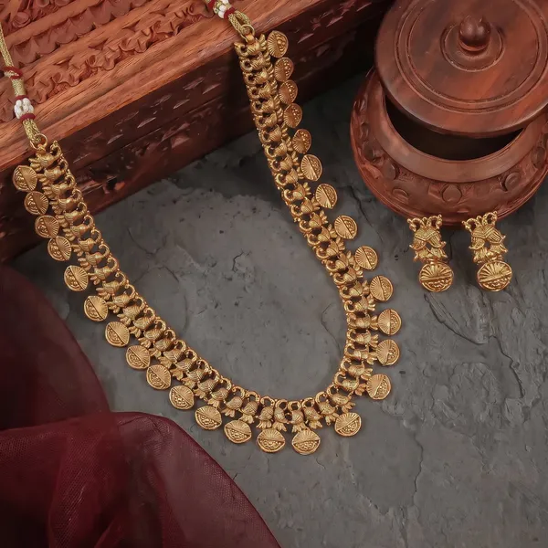Peacock_Design_Gold_Plated_Matte_Necklace_Jewellery_Set_For_Women_And_Girls