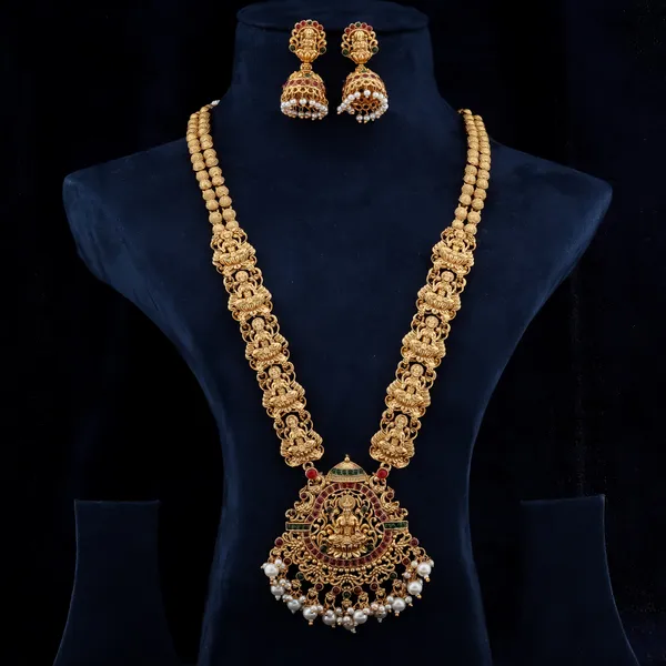 Grisha_Jewellery_Classic_Design_White_Pearls_Bead_Brass_Gold_Plated_Matte_Long_Haram_Necklace_Jewellery_Set_For_Women_And_Girls