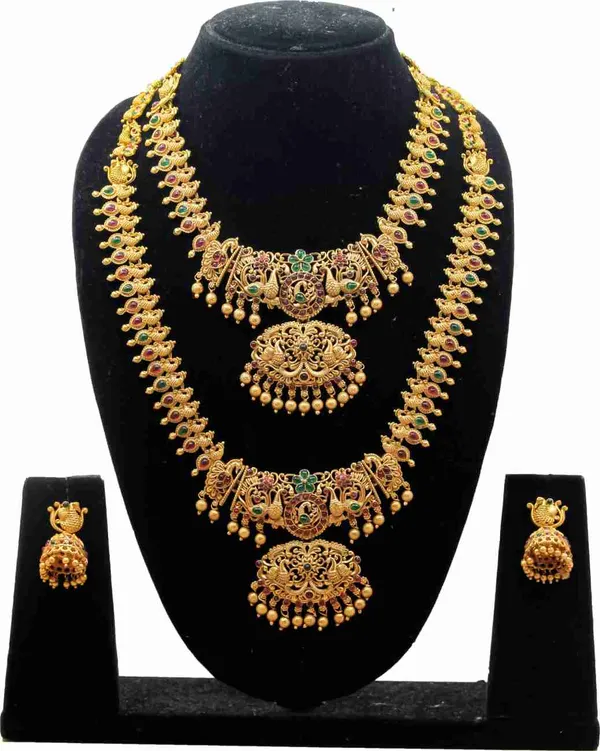 Grisha_Jewellery_Latest_Design_Matt_Bead_Brass_Gold_Plated_Matte_Long_Haram_And_Short_Necklace_Combo_Jewellery_Set_For_Women_And_Girls