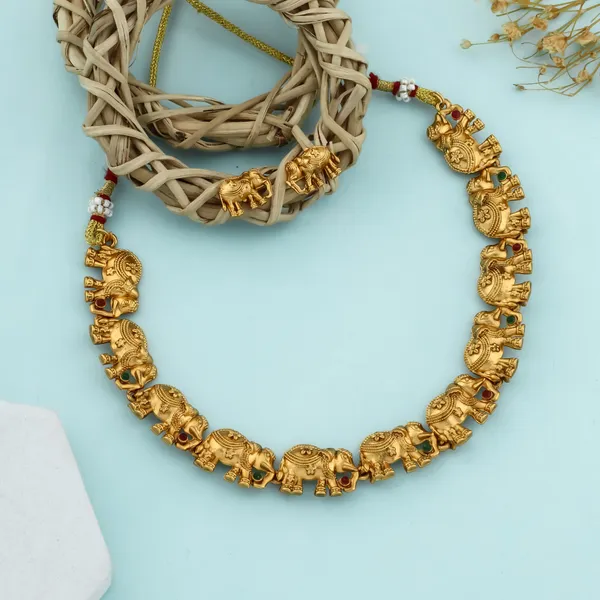 Classic_New_Design_Hathi_Brass_Gold_Plated_Matte_Necklace_Jewellery_Set_For_Women_And_Girls