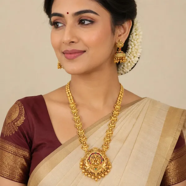 Grisha_Jewellery_Classic_Lakshmi_With_Elephant_Design_Matt_Bead_Brass_Gold_Plated_Matte_Long_Haram_Necklace_Jewellery_Set_For_Women_And_Girls