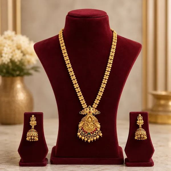 Grisha_Jewellery_Latest_Design_Matt_Bead_Brass_Gold_Plated_Matte_Long_Haram_Necklace_Jewellery_Set_For_Women_And_Girls