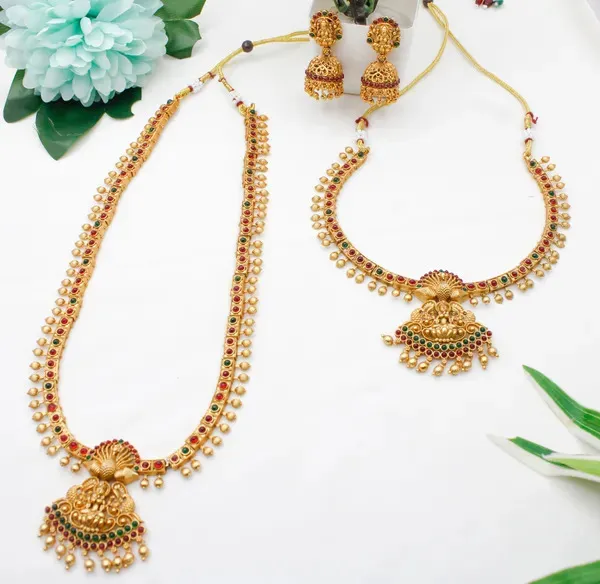 Grisha_Jewellery_Classic_Design_Matt_Bead_Brass_Gold_Plated_Matte_Long_Haram_And_Short_Necklace_Combo_Jewellery_Set_For_Women_And_Girls