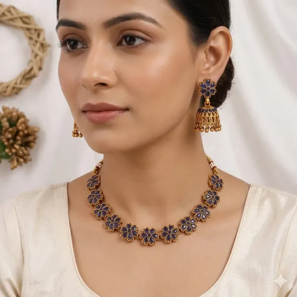 Grisha_Jewellery_Latest_Blue_Ruby_Stone_Design_Brass_Gold_Plated_Matte_Necklace_Set_For_Women_And_Girls