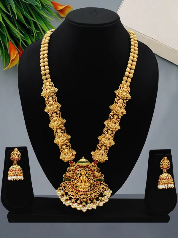 Grisha_Jewellery_Traditional_Design_Temple_Long_Haram_Jewellery_Set_With_Earrings_For_Women