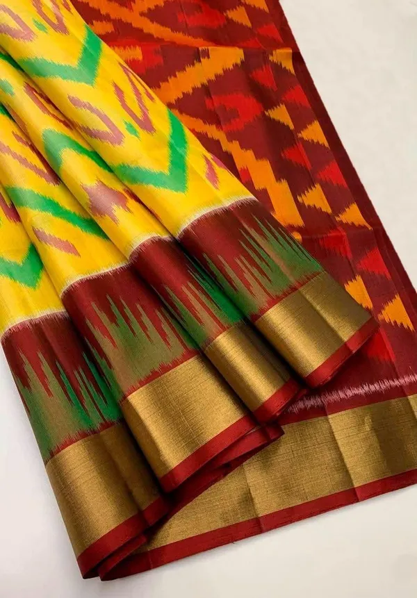 Yellow_And_Red_Designer_Printed_And_Dolla_Silk_Fabric_Saree