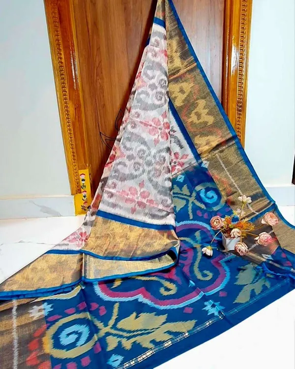 Multicolor_Blue_Designer_Printed_And_Dolla_Silk_Fabric_Saree