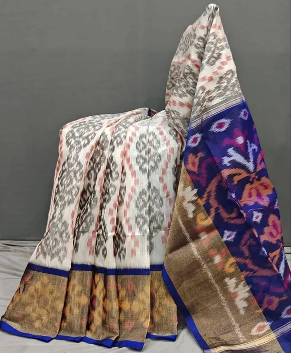 Grey_And_Blue_Designer_Printed_And_Dolla_Silk_Fabric_Saree
