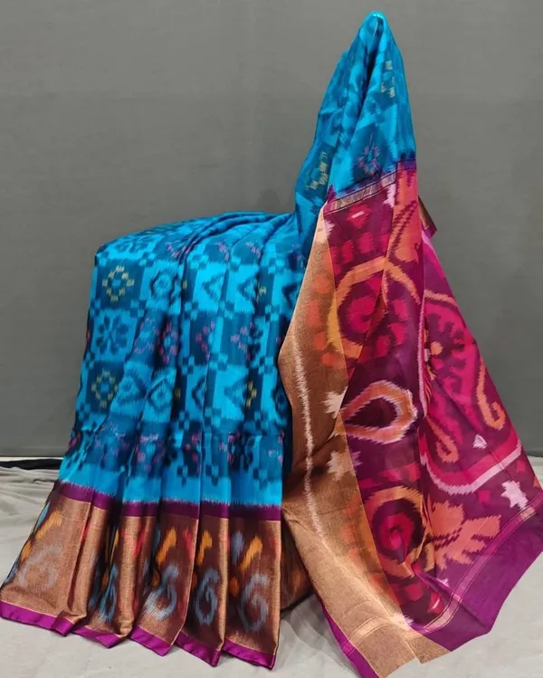 Blue_And_Orange_Designer_Printed_And_Dolla_Silk_Fabric_Saree