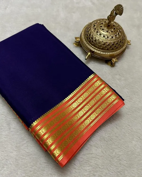 Navy_Blue_Pure_Viscose_Silk,_It_Is_Very_Soft_And_Comfortable_To_Wear_Any_Weather