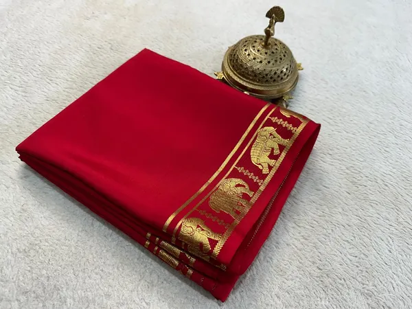 Red_Pure_Viscose_Silk,_It_Is_Very_Soft_And_Comfortable_To_Wear_Any_Weather