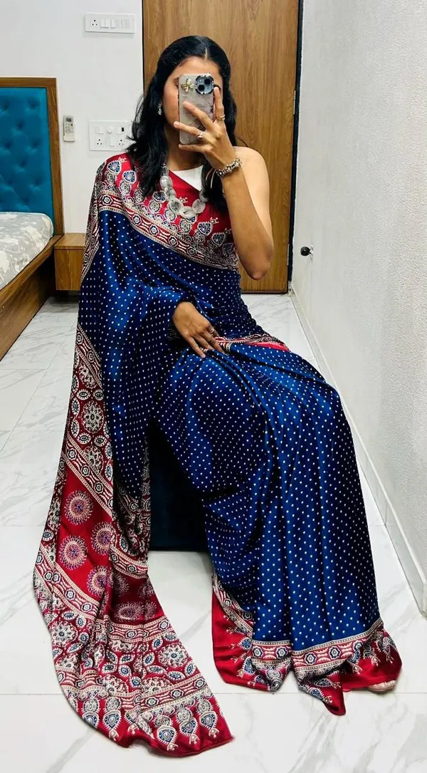 Blue_Semi_Gajji_Bandhej_Printed_Sarees