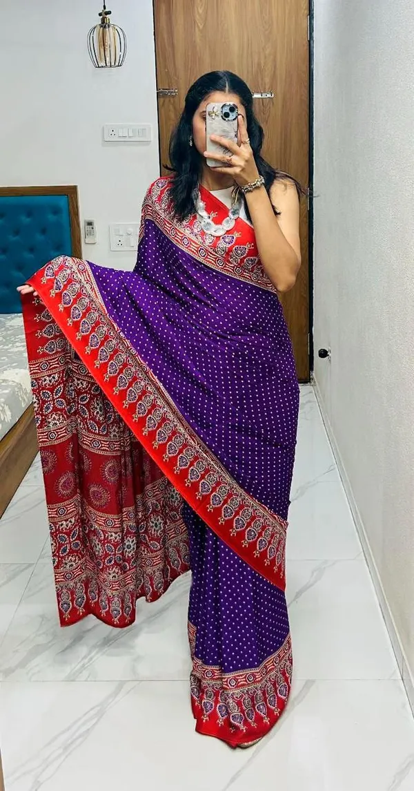 Purple_Rama_Semi_Gajji_Bandhej_Printed_Sarees