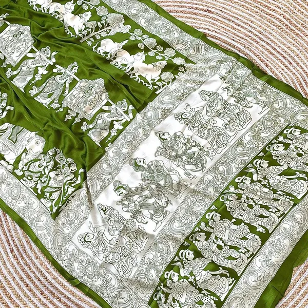 Green_And_White_Semi_Gajji_Bandhej_Printed_Sarees