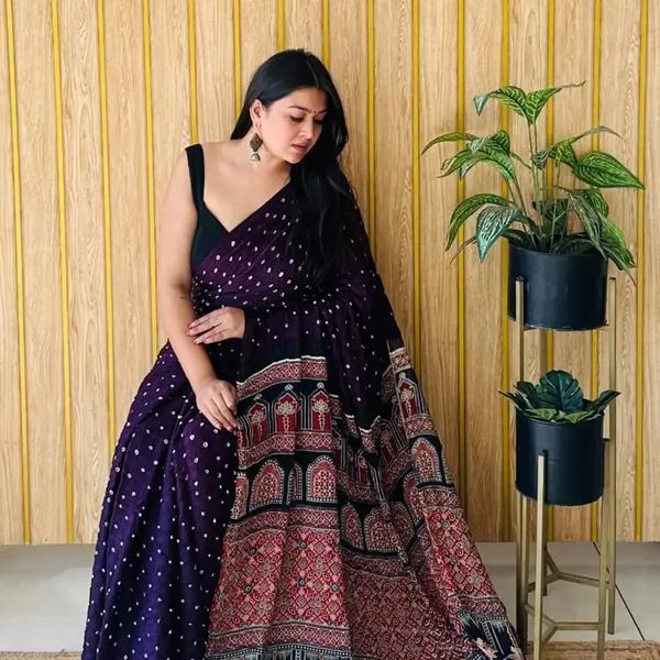 Deep_Purple_Semi_Gajji_Bandhej_Printed_Sarees