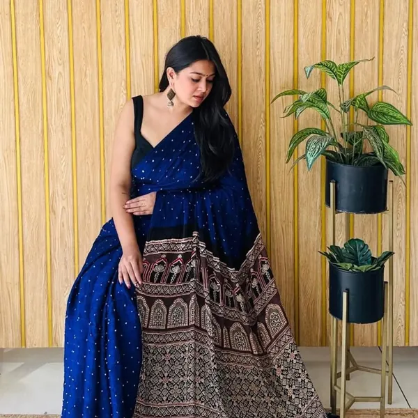 Blue_Semi_Gajji_Bandhej_Printed_Sarees