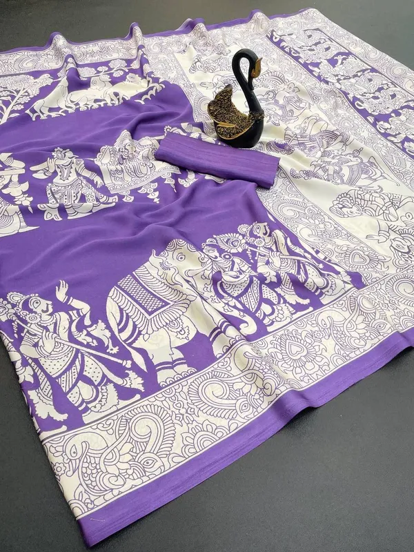 Multicolor_Purple_Semi_Gajji_Bandhej_Printed_Sarees