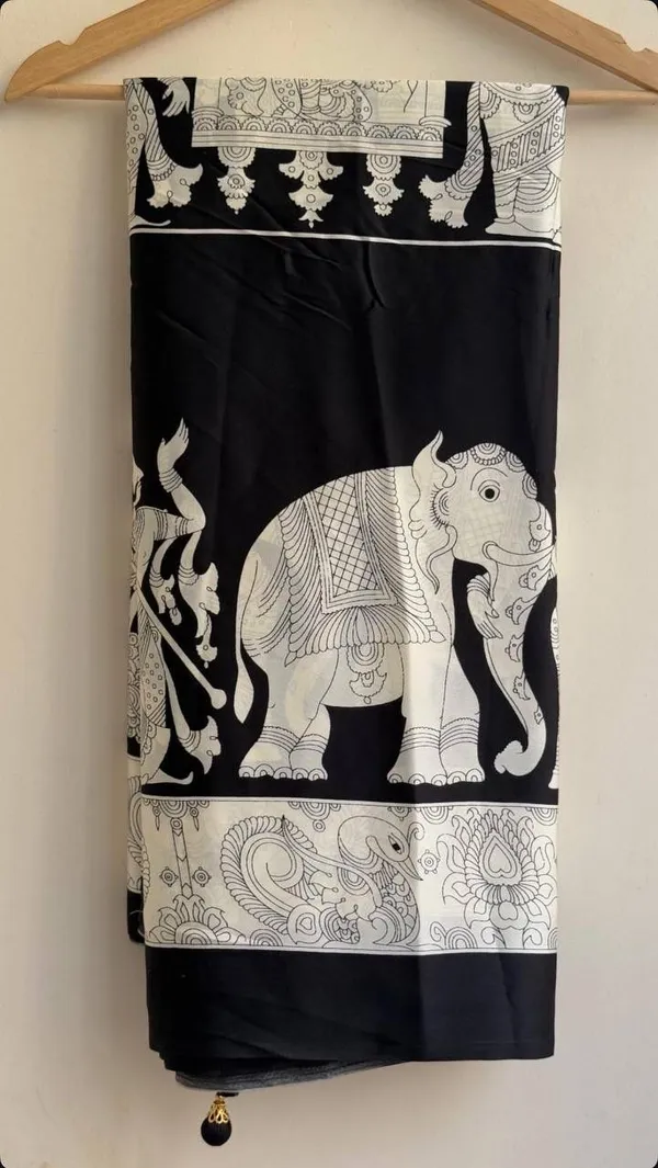 Black_And_White_Semi_Gajji_Bandhej_Printed_Sarees