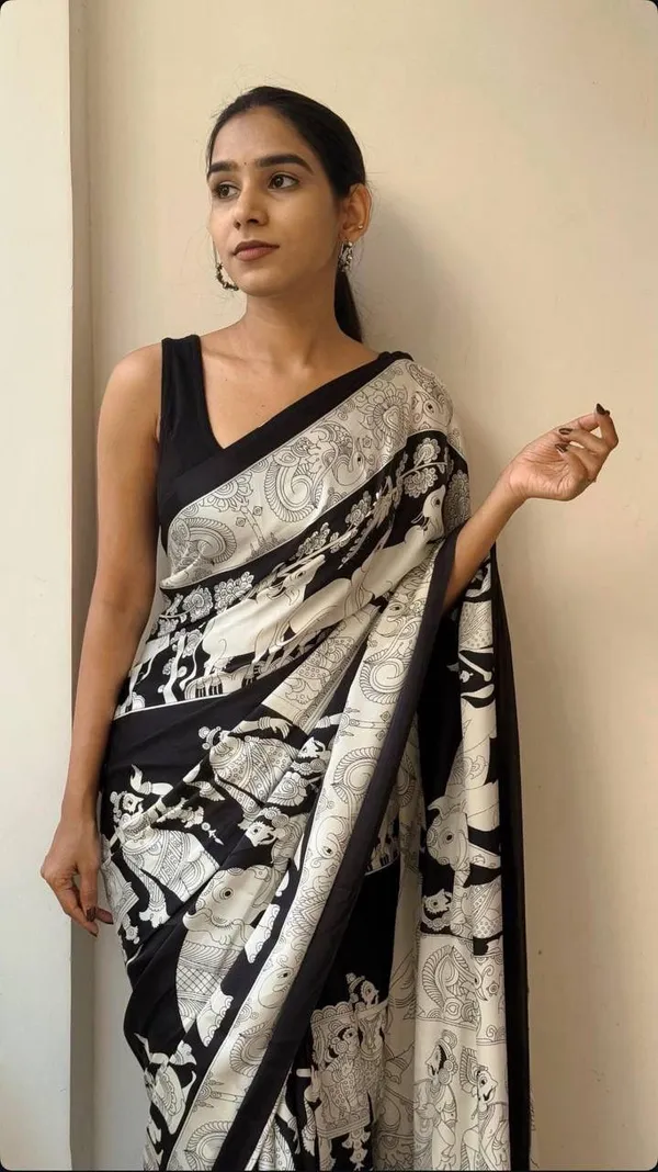 Black_Semi_Gajji_Bandhej_Printed_Sarees