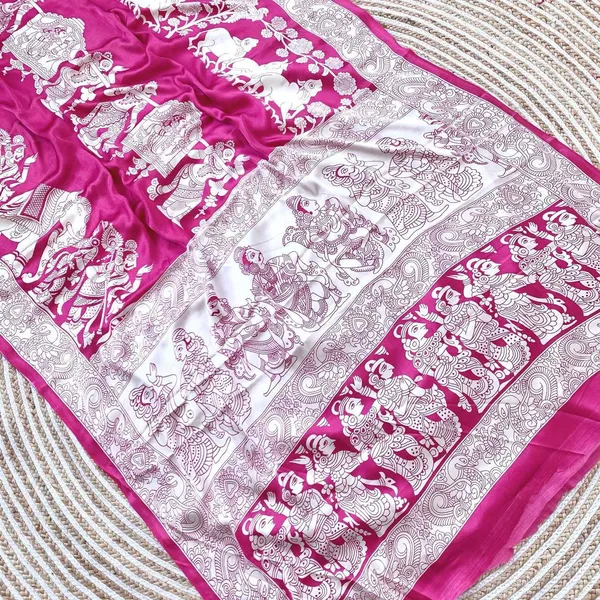 Pink_Semi_Gajji_Bandhej_Printed_Sarees