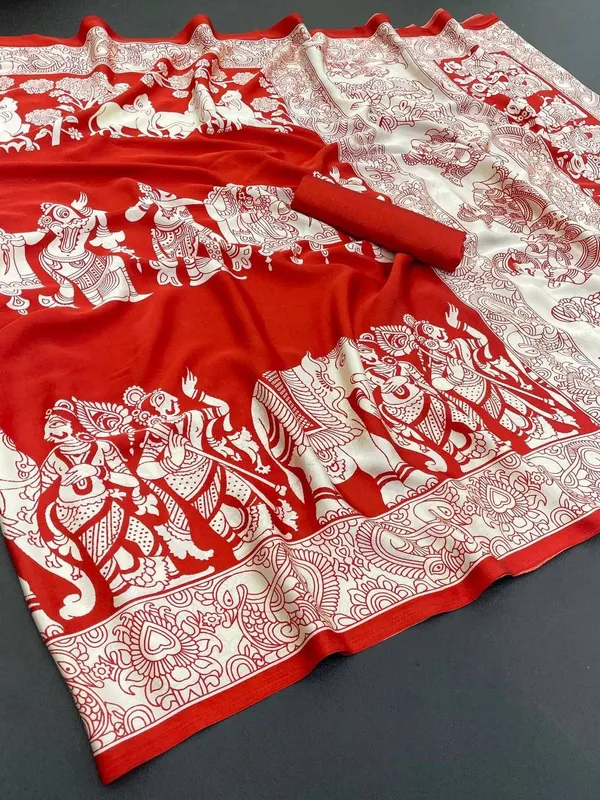 Orange_Semi_Gajji_Bandhej_Printed_Sarees