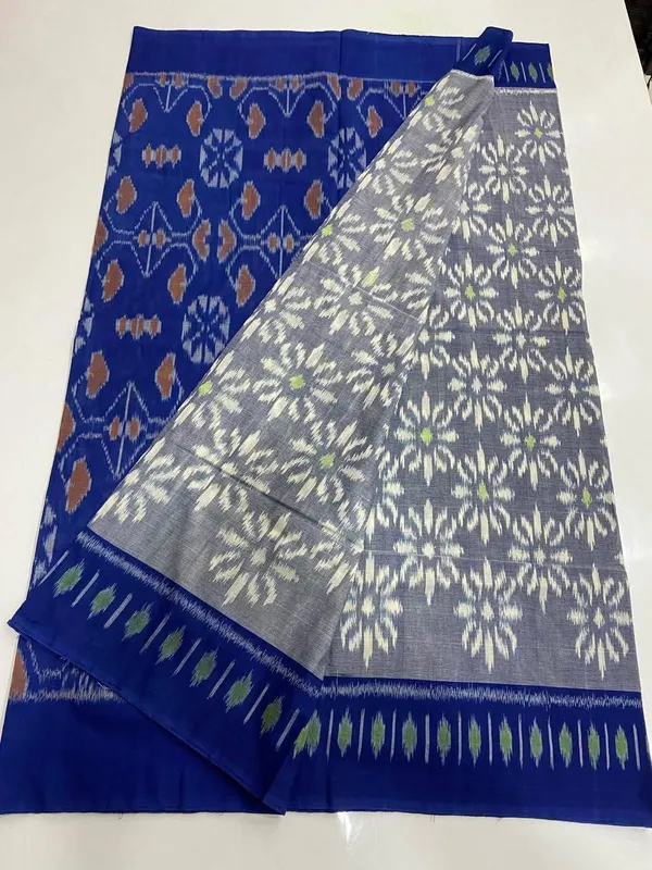 Blue_Khadi_Cotton_With_Hand_Block_Batik_Prints