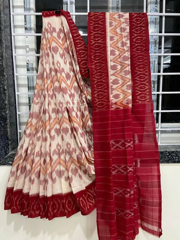 Red_Khadi_Cotton_With_Hand_Block_Batik_Prints