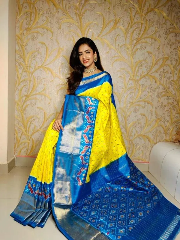 Blue_And_Yellow_Ikkat_Saree_And_Dolla_Silk_Sarees