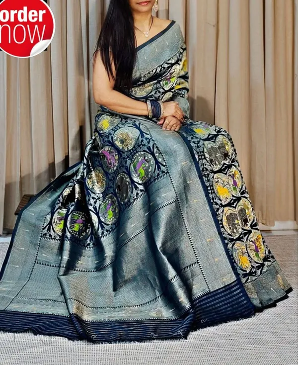 Multicolor_Designer_Printed_And_Dolla_Silk_Fabric_Sarees