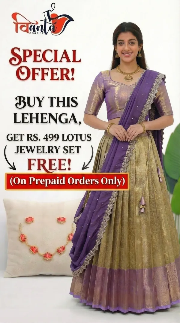 Kanjivaram_Silk_Zari_Half_Saree_stitched-Lehenga_With_Blouse_Along_With_Banarsi_Silk