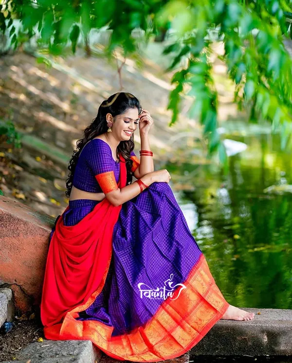 Kanjivaram_Silk_Zari_Half_Saree_Lehenga_With_Blouse_Along_With_Banarsi_Silk_Dupatta