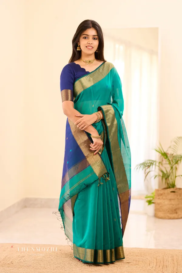 Maheswari_Silk_Cotton_Saree_-_Pine_Green