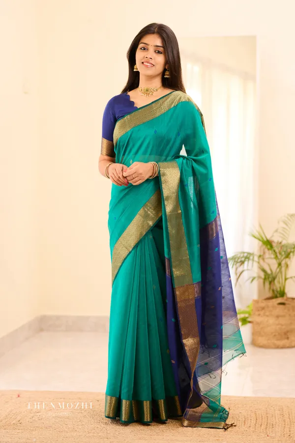 Maheswari_Silk_Cotton_Saree_-_Pine_Green