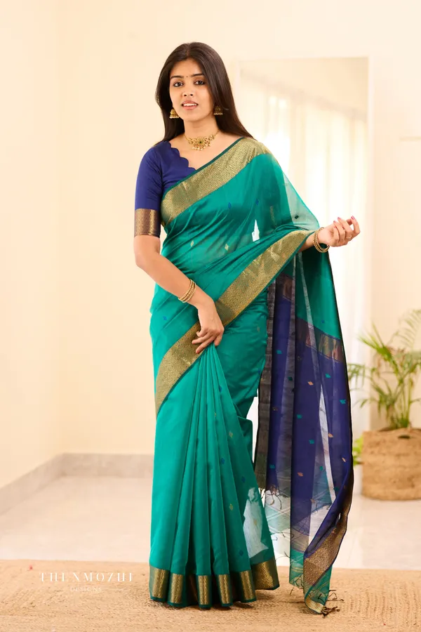 Maheswari_Silk_Cotton_Saree_-_Pine_Green