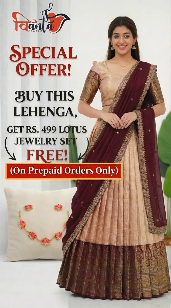 Kanjivaram_Silk_Zari_Half_Saree_stitched-Lehenga_With_Blouse_Along_With_Banarsi_Silk