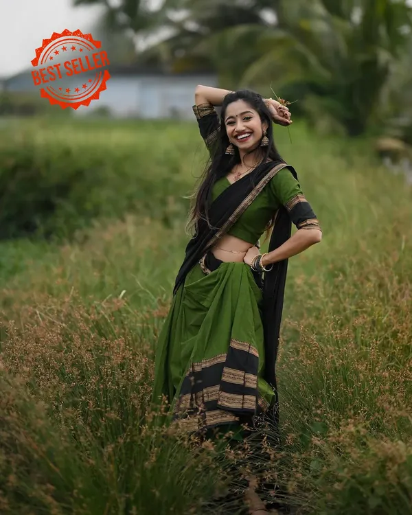Kanjivaram_Silk_Zari_Half_Saree_Lehenga_With_Blouse_Along_With_Banarsi_Silk_Dupatta