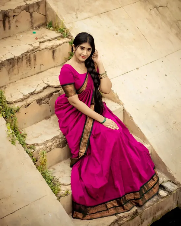 Kanjivaram_Silk_Zari_Half_Saree_Lehenga_With_Blouse_Along_With_Banarsi_Silk_Dupatta