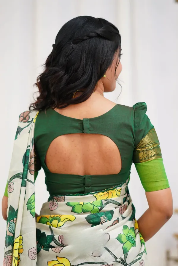 Padmaja_Cotton_Half_Saree_-_Dark_Green_and_Leaf_Green