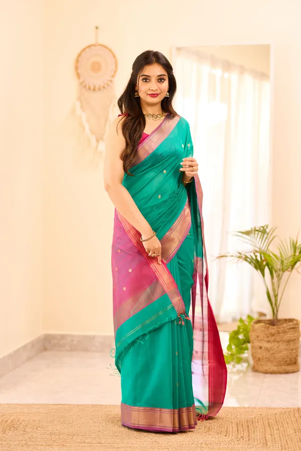 Pine_Green_Maheshwari_Silk_Cotton_Saree