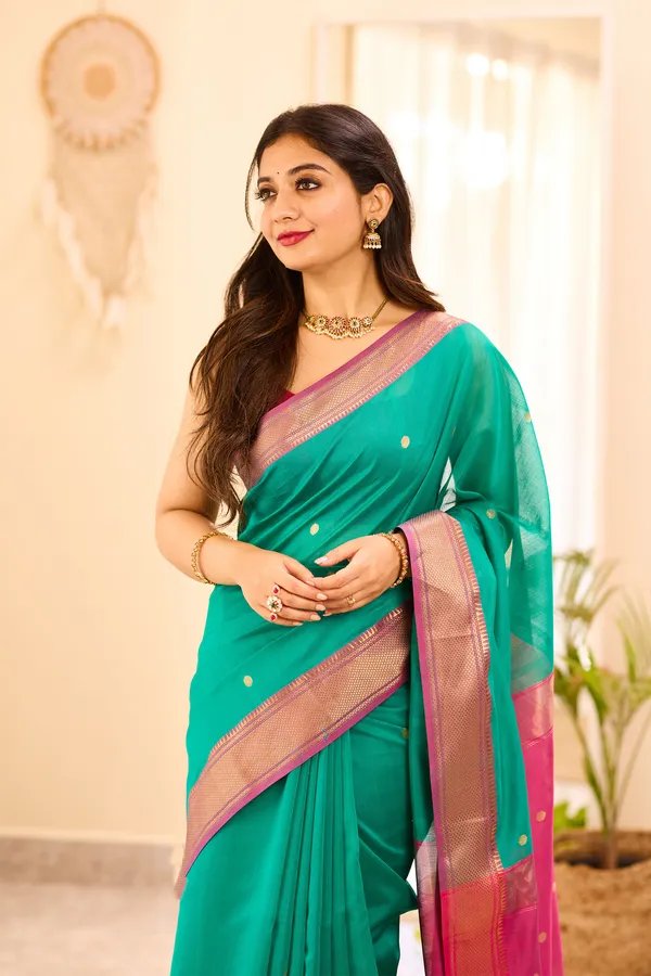 Pine_Green_Maheshwari_Silk_Cotton_Saree